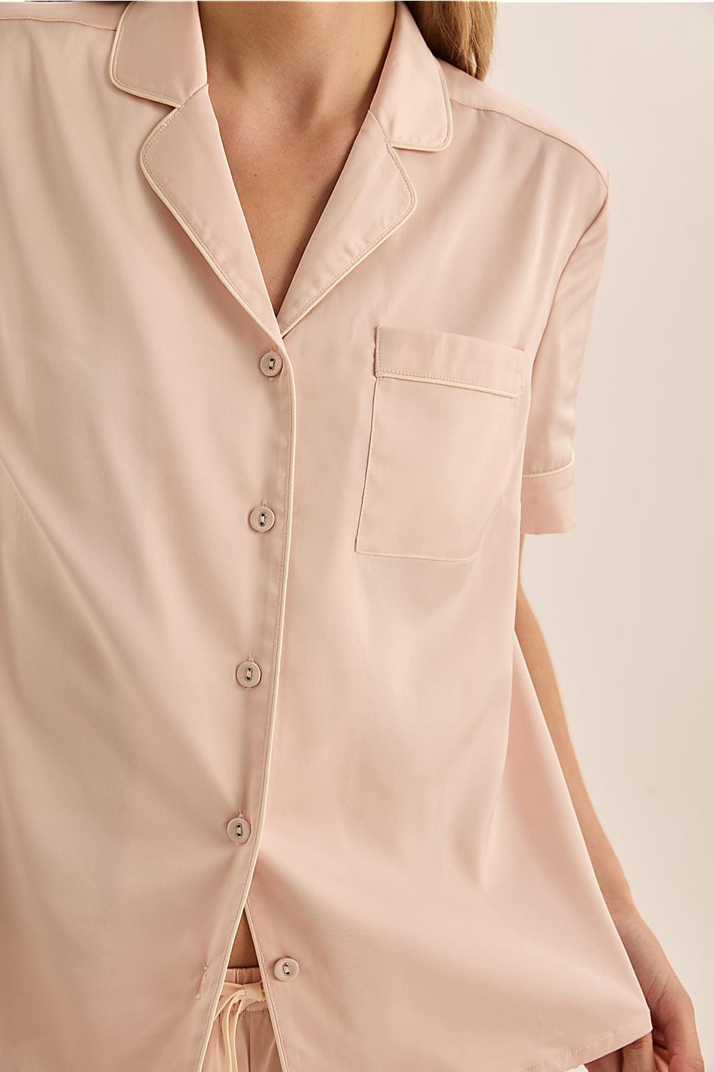 Sonia Pink Satin Short PJ Set