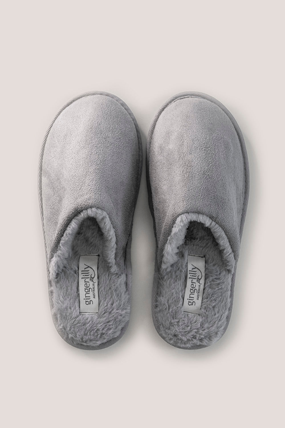 St Moritz Mock Suede Slipper Grey