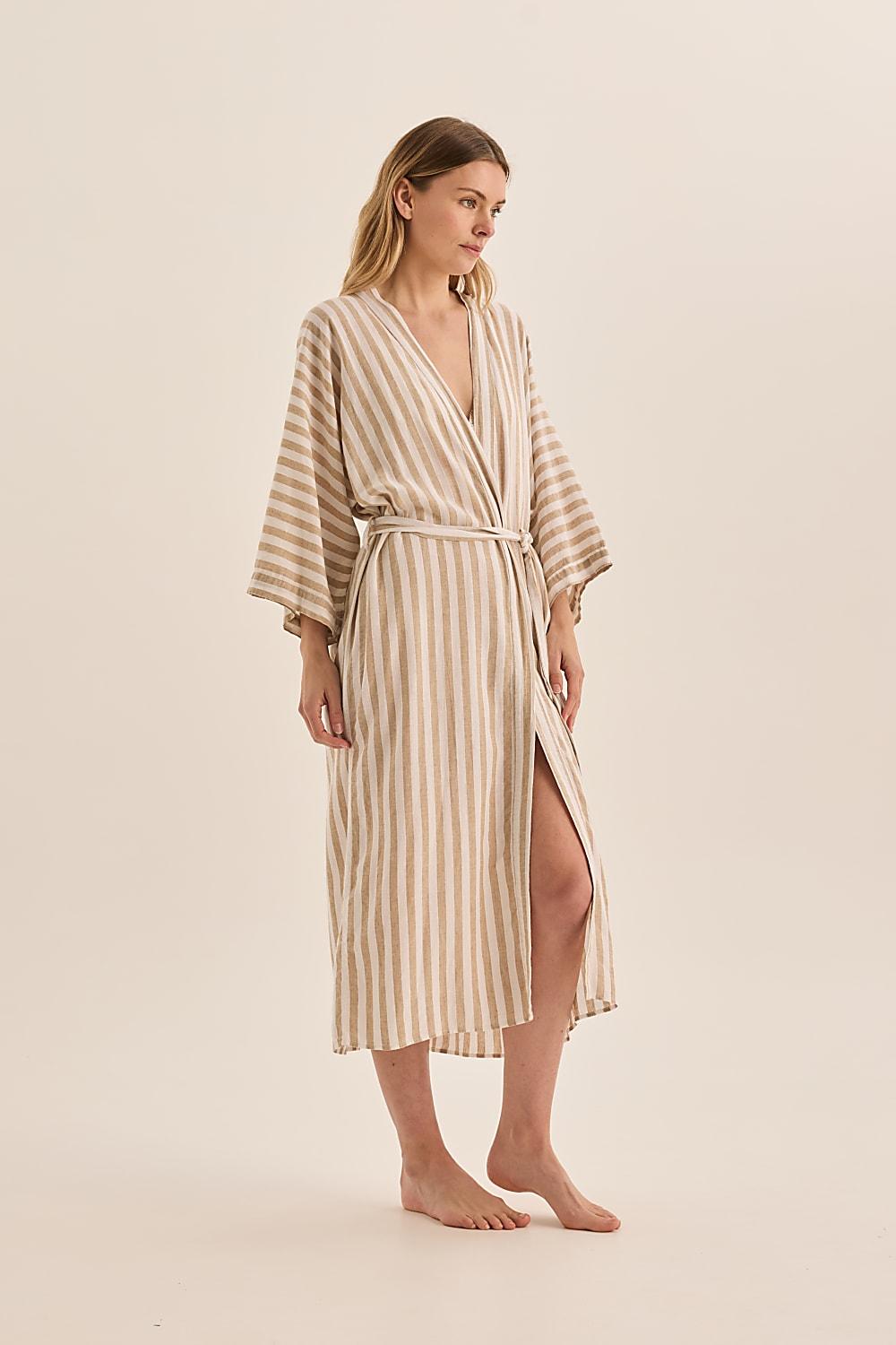Sunny Natural Stripe Linen Robe
