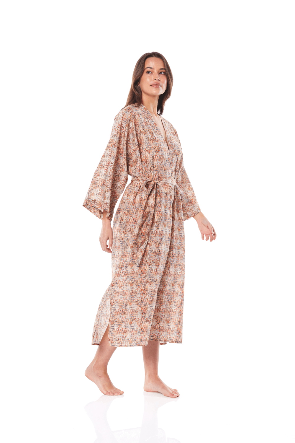 Suri Cotton Coffee Zig Zag Robe