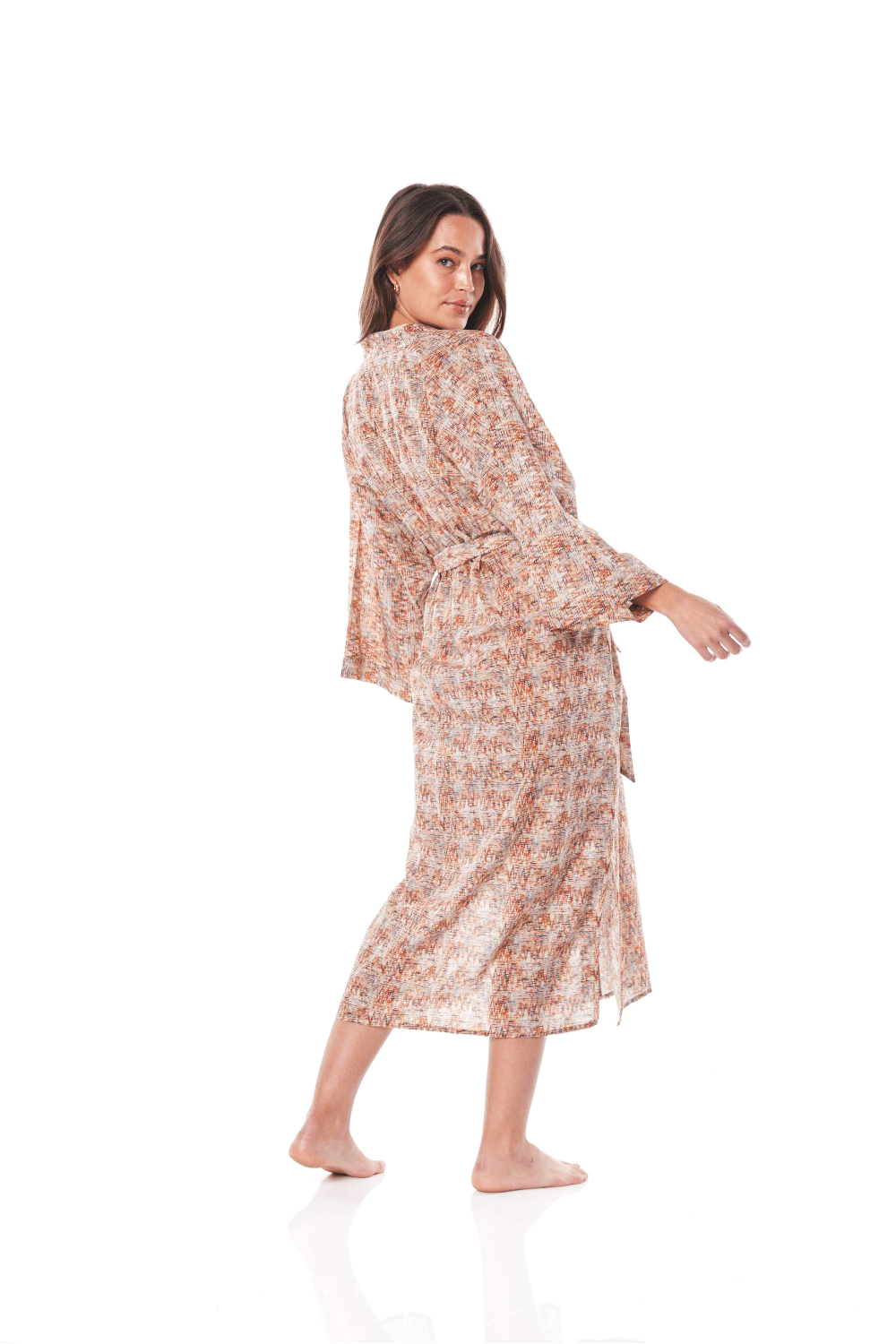 Suri Cotton Coffee Zig Zag Robe
