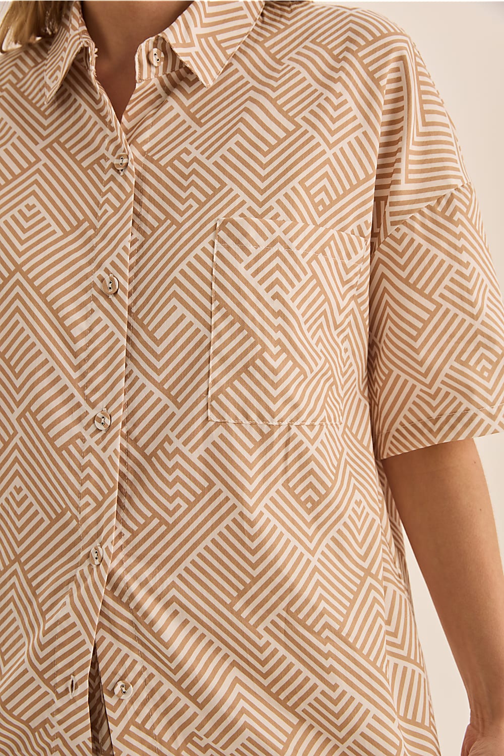 Telisha Natural Geo Cotton PJ Set