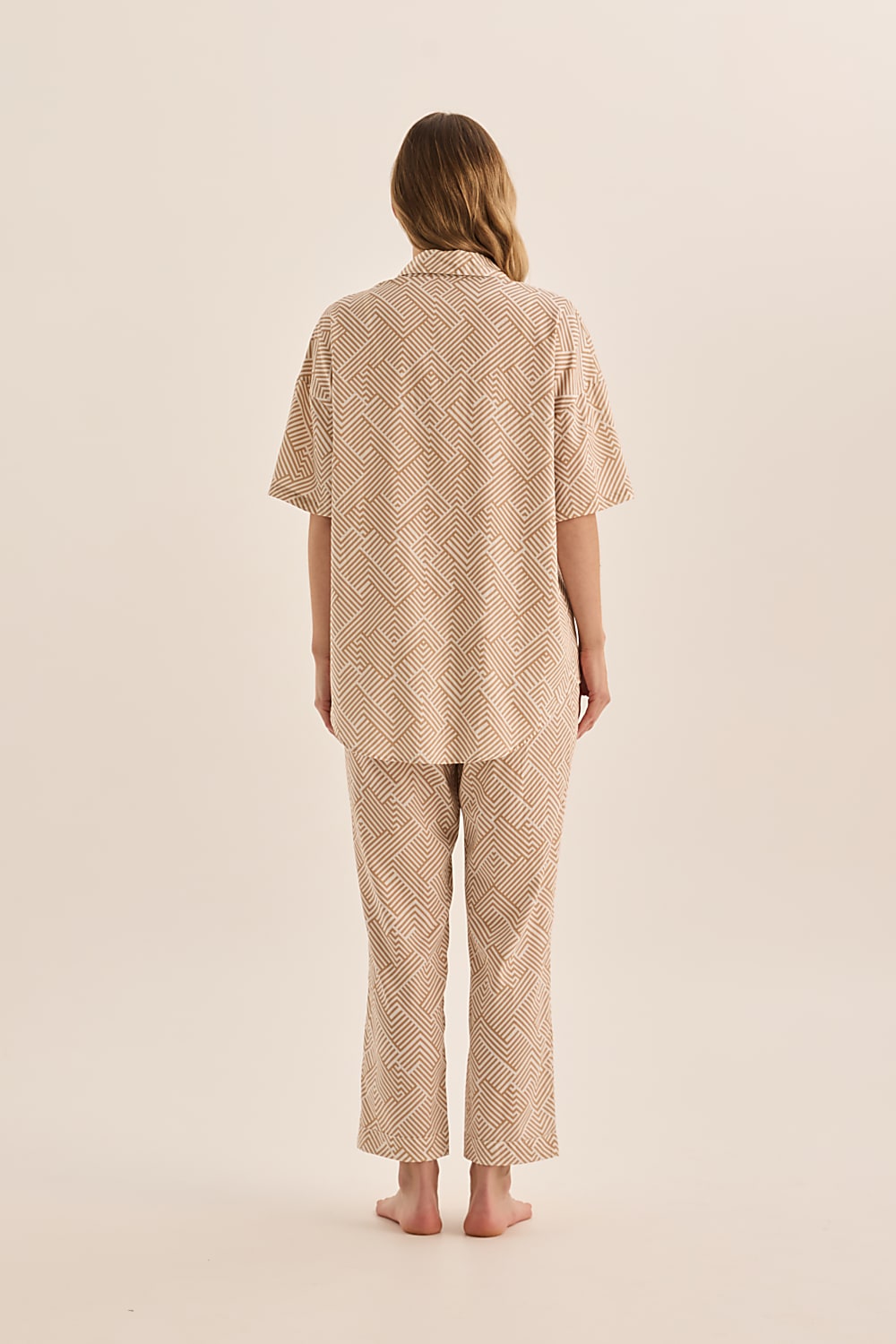 Telisha Natural Geo Cotton PJ Set