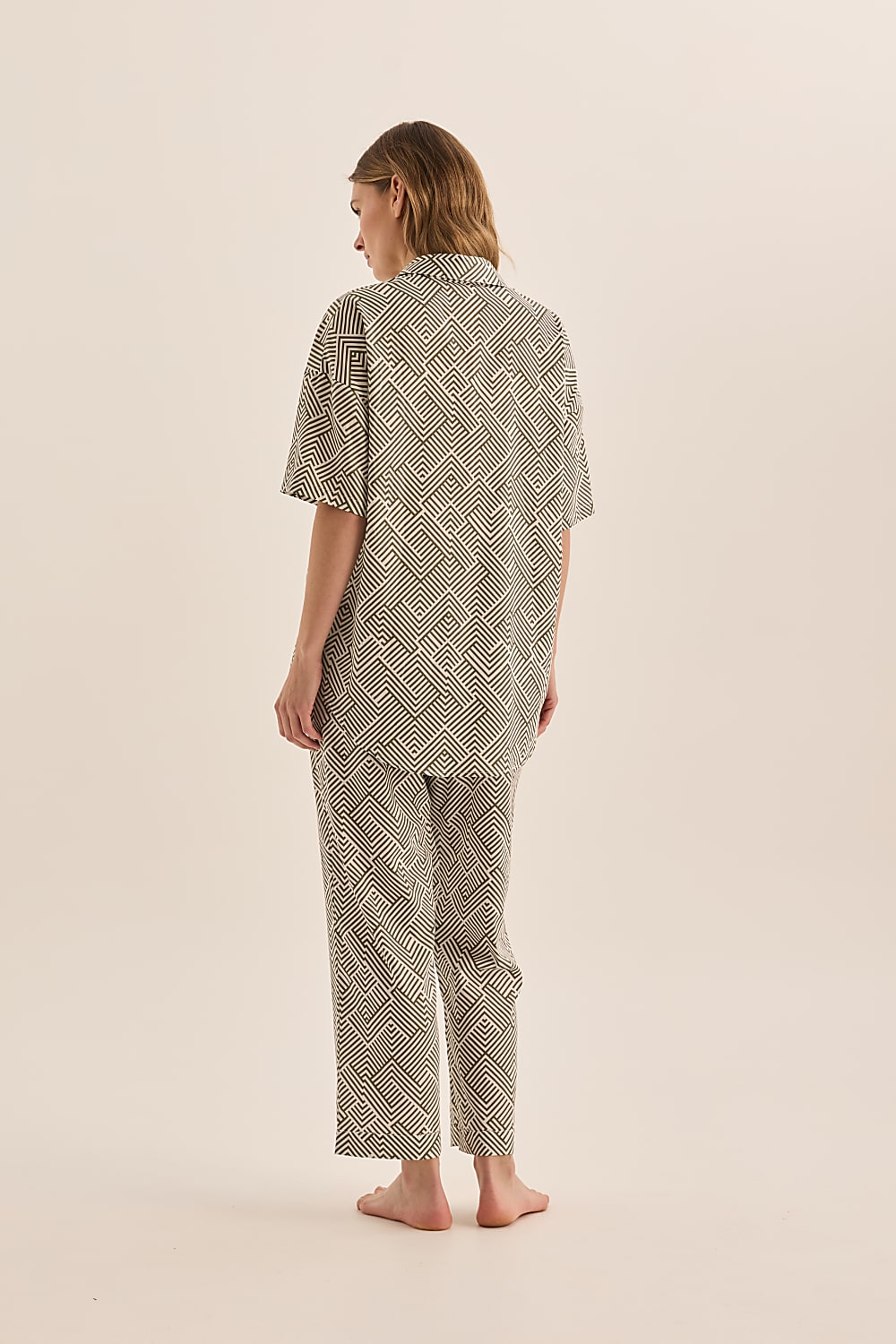 Telisha Olive Geo Cotton PJ Set