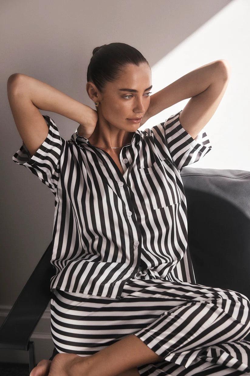 Viva Black And White Stripe PJ