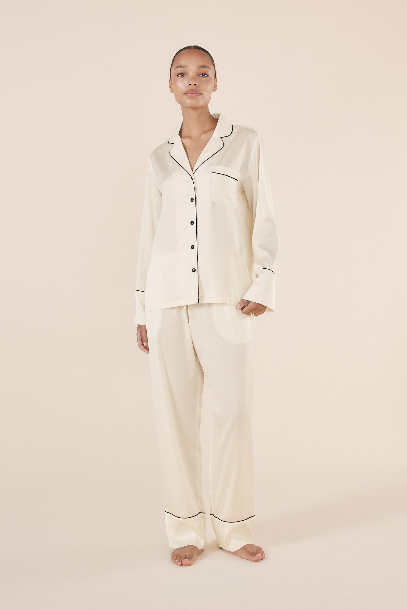 Whitney Ivory Silky Satin Set