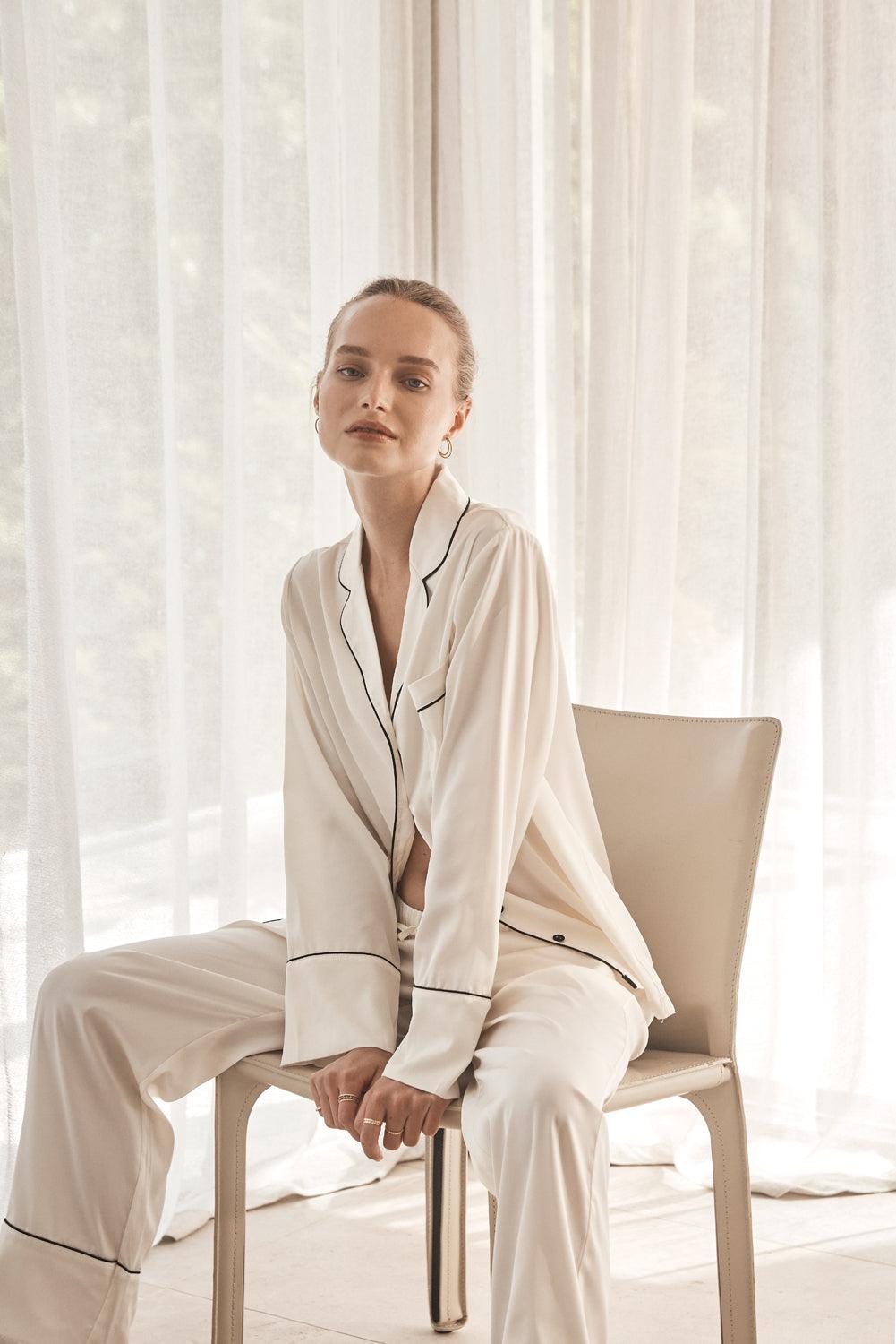 Whitney Ivory Silky Satin Set