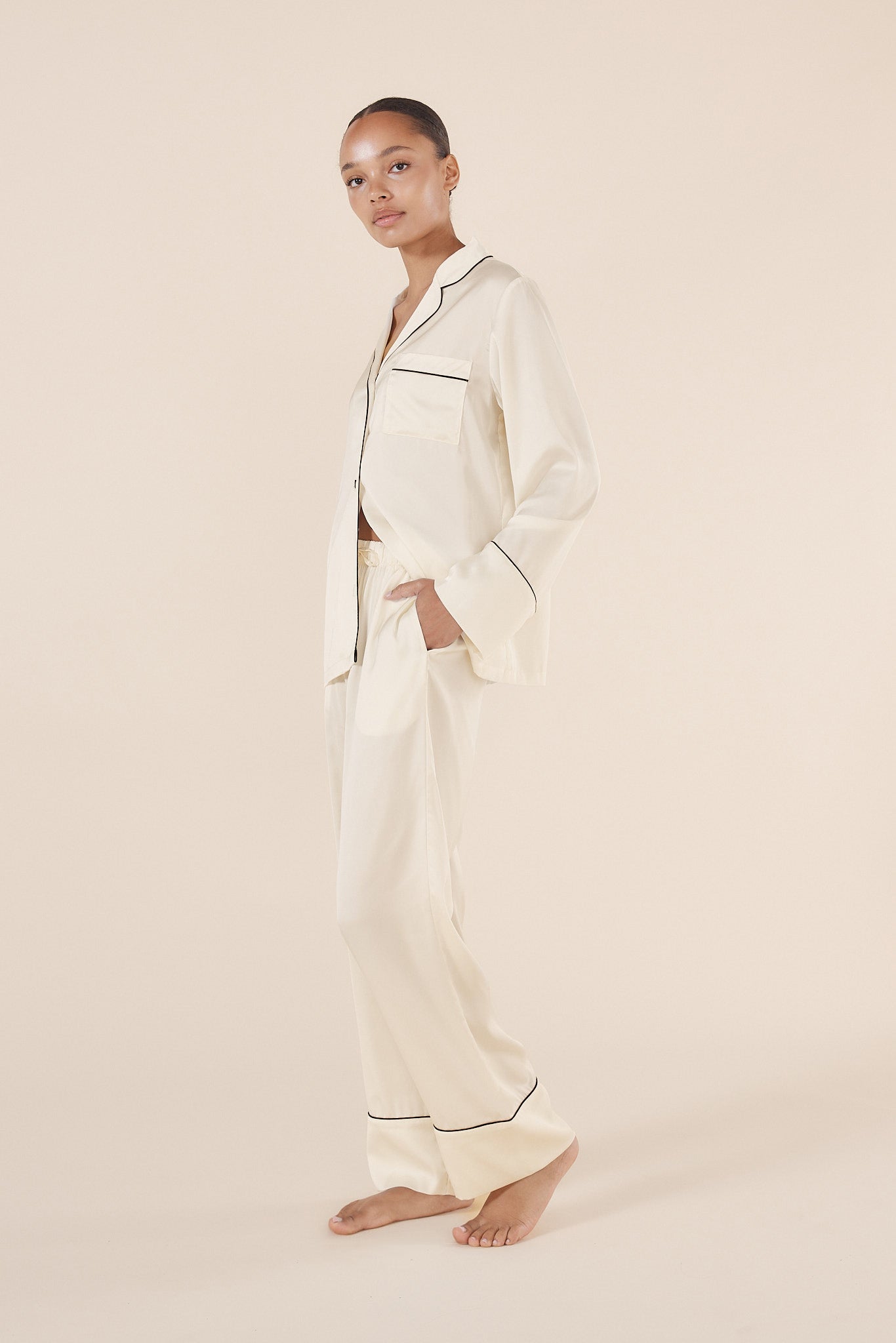 Whitney Ivory Silky Satin Set